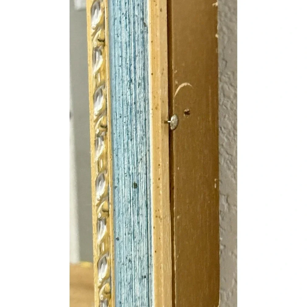 Vintage Italian Gold Mirror Jewelry Box Octagon Wall Cabinet Hidden Key Holder